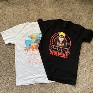 Naruto Shippuden short-sleeve tee BUNDLE OF 2 t-shirts size Medium white black